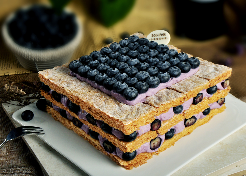 蓝莓拿破仑_365cake_生日蛋糕_博影商城